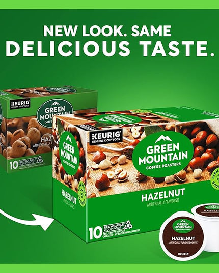 Green Mountain Coffee Roasters Hazelnut, Keurig Single Serve K-Cup Pods, Light Roast Coffee, 60 Count, (6 Packs of 10)