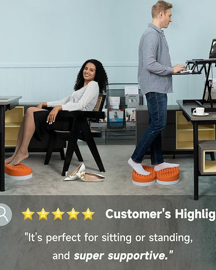 Foot Rest for Under Desk at Work, Home Office Foot Stool, Ottoman Foot Massager for Plantar Fasciitis Relief, Soft Silicone Footrests, Anti-Fatigue (Orange)