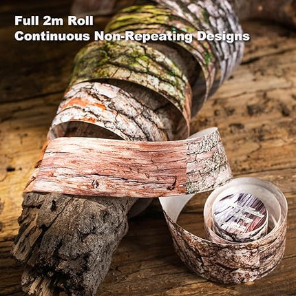 AuriicLeaf Nature-Inspired Washi Tape Set – 6 Decorative Rolls Featuring Realistic Plant, Pebble, Bark, Moss, and Water Designs for Journaling and Scrapbooking