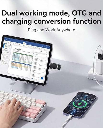 USB to USB C Adapter 6 Pack,USB Type C Adapter,USBC Male to USB Female OTG Adaptor,USBC to A Converter for iPhone 17 16 15,MacBook Pro,iPad,Samsung S24 S23 S22