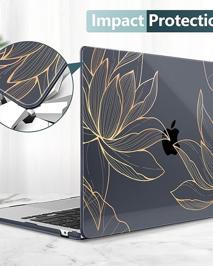 DONGKE for M4 MacBook Air 13.6 Inch Case 2025 2024 2023 2022 Model A3240 A3113 A2681 M3 M2 Chip, Plastic Hard Shell Case Cover with Touch ID for MacBook Air 13 Inch M4 - Lotus