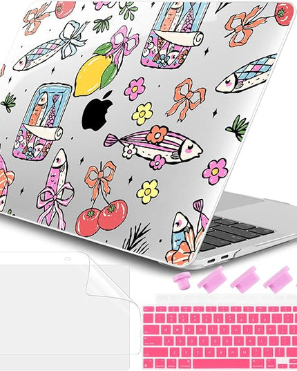 DONGKE Compatible with MacBook Pro 13 inch Case 2024 2023-2020 Release A2338 M2/M1 A2251 A2289 with Retina Display & Touch ID, Plastic Hard Shell & Keyboard Cover & Screen Film - Sardine