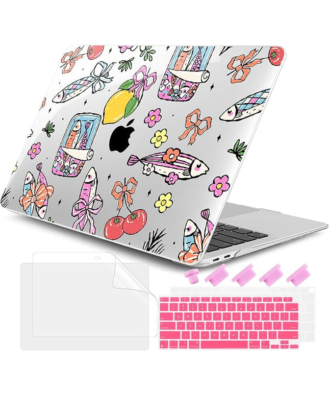 DONGKE Compatible with MacBook Pro 13 inch Case 2024 2023-2020 Release A2338 M2/M1 A2251 A2289 with Retina Display & Touch ID, Plastic Hard Shell & Keyboard Cover & Screen Film - Sardine