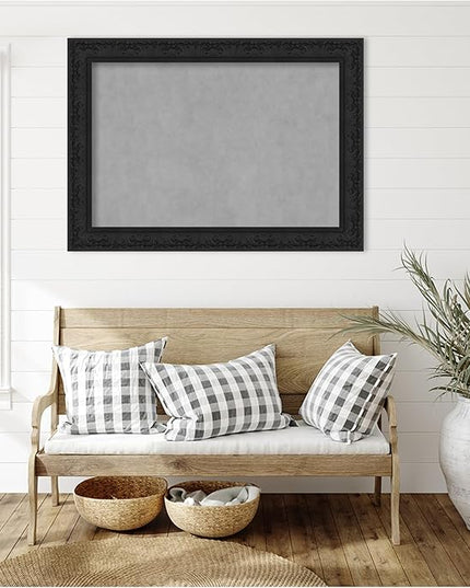 Amanti Art Black Framed Magnetic Board 31x43 Large Vision Board for use with Magnets, 100% Metal Sheet to Display Items as Office Decor or for Home Organization in mudroom, Kitchen or Kids Room
