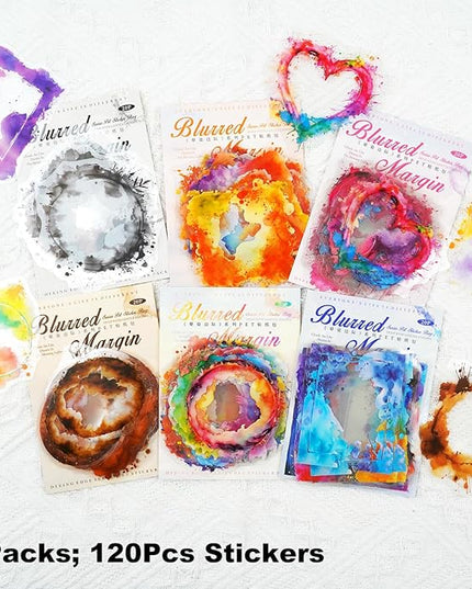 AuriicLeaf Frame PET Sticker Set, 120PCS Watercolor Blending Borders for Scrapbooking, Journaling, and Craft Supplies
