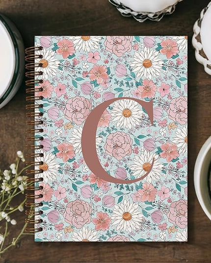 Vintage Floral Personalized Notebook, Initial Letter C Notebook Journal ,Vintage Flower Notebook for Work School Office Supplies,,Monogrammed Notebook for Women Teen Girl,Back to School Supplies 5.5 x 8.3