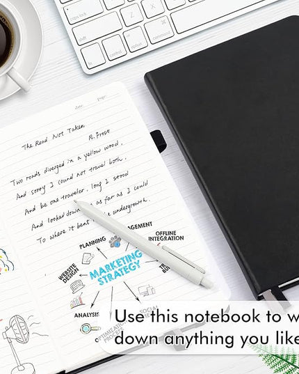 24 Pack Journal Notebook for Work, Feela Business Notebook Bulk Hardcover Lined Writing Journal with Pen Holder for Men Women Note Taking, with 24 Black Pens, 120 GSM, 5.1”x8.3”, A5, Black