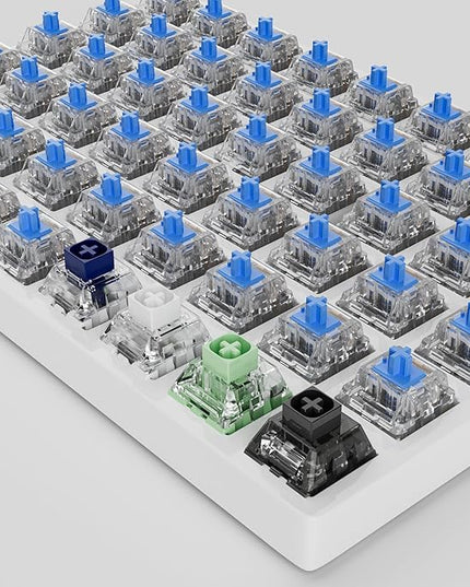 Zhouwang 50 Crystal Blue Switches,4 Kailh Box Switches,Dustproof and Waterproof,Strong Tactile Feedback with Crisp Click Sound,Suitable for clicker for 3D Prints and MX Gaming Mechanical Keyboards