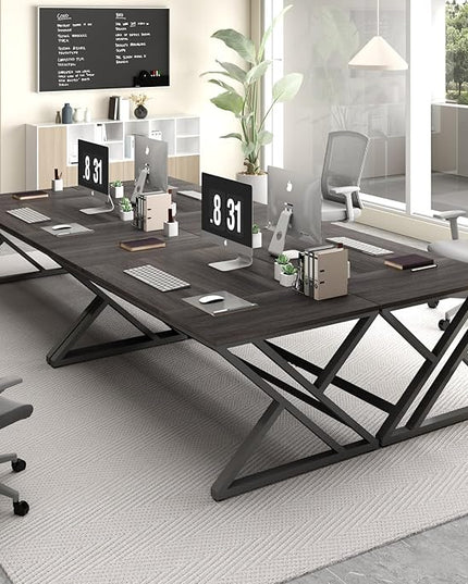HSH Large Rustic Computer Desk, Industrial Extra Long Home Office Desk, Modern Pc Study Gaming Writing Table for Two Person, Workstation Executive Desk for Home Bedroom Living Room, Dark Gray, 70 Inch