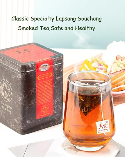 Xiangsou Moistening Tea,Lapsang Souchong Tea,Chinese Classical Smoked Black Tea with 30 Tea Bags,Strong Flower Fragrance With a Smoky Taste