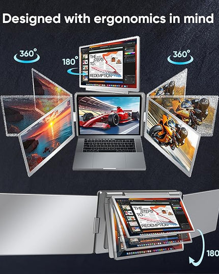 YUTOO 4 Screen Laptop Monitor Extender | for M1 M2 M3 | 1200P FHD IPS 4 Screen Monitor for Laptops 12~18 inch | Quad Screen Extender Display for MacBook/Windows/Switch/PS5 | One Cable | Driver Need