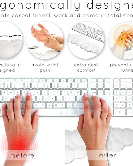 Qloud Cloud Wrist Rest Keyboard Wrist Rest for Computer Keyboard Pad, Cloud Keyboard Wrist Rest, Wrist Pad for Keyboard, Memory Foam, Non Slip Base, Comes with Mouse Pad - Pastel Green