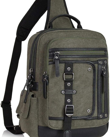 Schkleier Messenger Bag for Men Canvas Sling Bag Crossbody Backpack Laptop Shoulder Bag Hiking Daypacks Casual Tactical