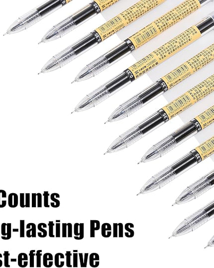 RIANCY Black Gel Ink Pens, 0.35mm Extra Fine Point Tip Smooth Writing Rollerball Pens, Japanese Style No Smudge Ballpoint Pen, Quick Drying for Journaling Office School Stationery Supplies 24pcs