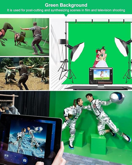 PULUZ Blue Green Red Screen Backdrop Kit with Tripod Stand, 6.5x6.5ft Green Screen Stand for Content Creation and Virtual Backgrounds, Blue Red Photo Background with Backdrop Stand for Photography