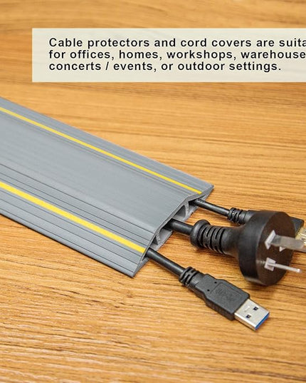 AGPTEK Heavy Duty Floor Cable Cover Cable Protector, 6.5 Ft Floor Cord Protector 3 Channels Floor Cord Cover (Mid Channel 0.93") Contains Cords, Cables and Wires, Good for Office, Home, or Outdoor