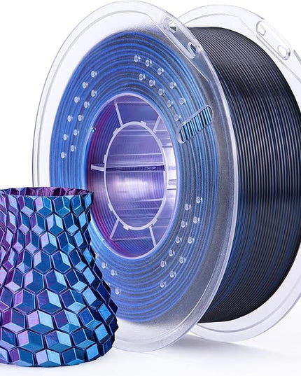 ELEGOO Silk PLA Filament Triple Colors Blue Purple Black, Shiny Tri-Color 3D Printer Filament 1.75mm Dimensional Accuracy +/- 0.05mm, 1kg Spool(2.2lbs) Fits for Most FDM 3D Printers