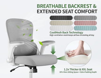 Ergonomic Office Chair: 400LBS Office Computer Desk Chair with High Back Mesh and Adjustable Lumbar Support Rolling Work Swivel Task Chairs with Wheel 3D Armrests, Ergo Gaming Chair (Grey)