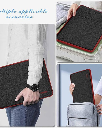 Slim Laptop Case 13.3 14 inch Sleeve, Rainproof & Shockproof Carrying Case for Notebooks Compatible with MacBook Pro 14" and All Models 13.3" MacBook Air/Pro, Most Popular 13"-14" PC,Black-red