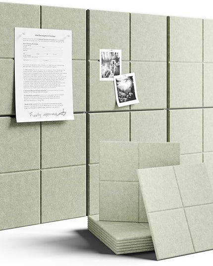 Large Felt Bulletin Board 36"x24", 6-Pack 4-Compartment Wall Organizer, Cork Board Alternative with 60 Removable Adhesive Tabs, Modular Felt Panels for Home Office, Classroom and Study-Sage