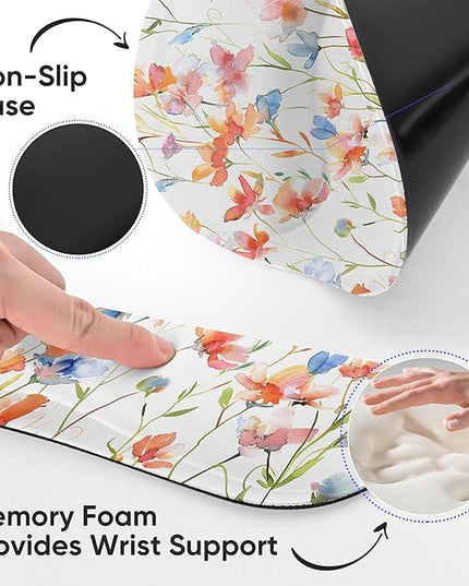 RICHEN 3 PCS Computer Mouse Pads for Desk with Coaster Set, Non-Slip Keyboard Wrist Rest and Mouse Pad Set, Ergonomic Design (YKMWR-52)
