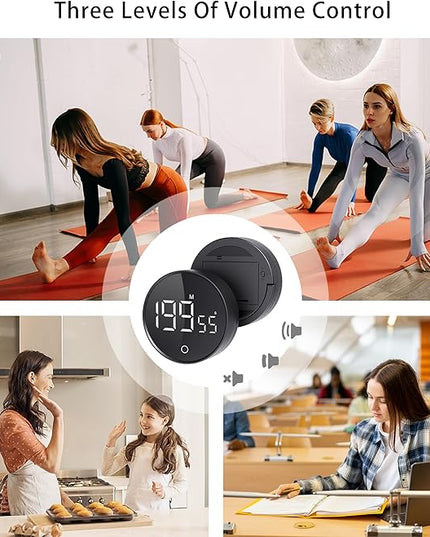 Digital Kitchen Timers, Visual timers Magnetic Countdown Countup Smart Timer Large LED 200 Minutes Display Volume Adjustable for Cooking Fitness Studying, Easy for Kids and Seniors