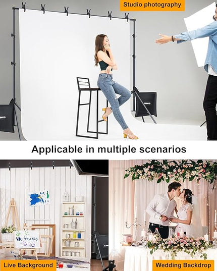 LINCO Backdrop Stand for Parties Kit 10x7 ft Adjustable Back Drop Photography Studio Photo Background Support System with Clamps, Sand Bag, Carrying Bag 4172