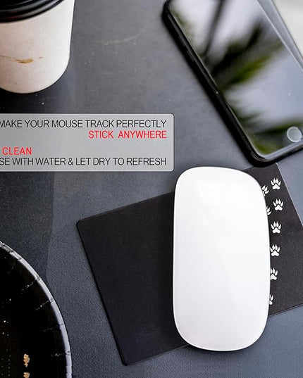 Mouse Pad Adhesive Bottom - Sticks to Any Surface - Portable - Webcam Covers and Screen Cleaner Included (Cat Paw)