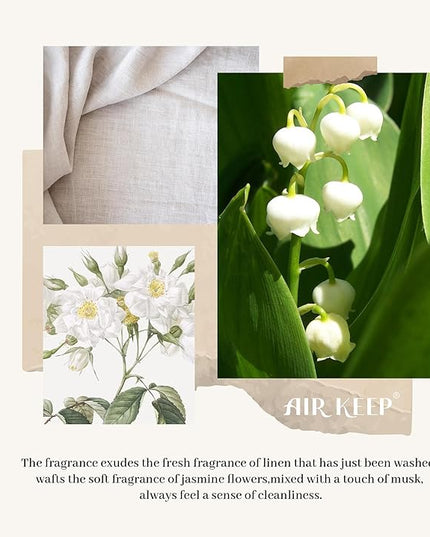 Airkeep Flower Reed Diffusers Set, 5.07 oz Clean Aldehydes Musk Scented Oil Diffuser with 8 Reed Sticks, Home Fragrance Diffuser Gift Set for Bathroom & Office Decor 150ml