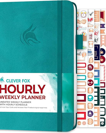 Clever Fox Planner Schedule – Undated Weekly & Monthly Life Planner with Time Slots, Appointment Book & Daily Organizer, A5 (Turquoise)