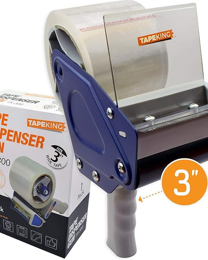 Tape King Packing Tape Dispenser Gun - Handheld Tape Gun with 1 Bonus Clear Packaging Tape (3 Inch Wide) - Shipping Tape for Sealing, Storing, and Moving Boxes, 1 Pack