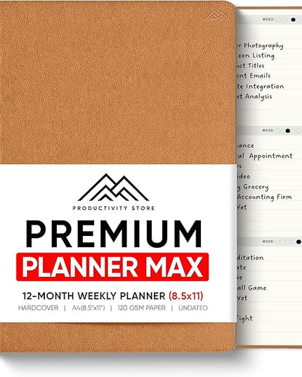 Undated, 2026 Planner, 8.5" x 11" - The #1 Productivity Planner to Achieve Your 2026 Goals - Planner 2026-2027 by PRODUCTIVITY STORE (A4, BROWN)