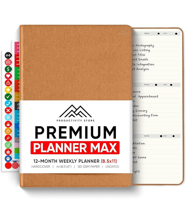 Undated, 2026 Planner, 8.5" x 11" - The #1 Productivity Planner to Achieve Your 2026 Goals - Planner 2026-2027 by PRODUCTIVITY STORE (A4, BROWN)
