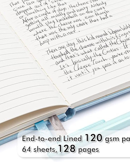 feela 24 Pack Journal Notebook for Work, Business Notebook Bulk Hardcover Lined Writing Journal with Pen Holder for Men Women Note Taking, with 24 Black Pens, 120 GSM, 5.1”x8.3”, A5, Light Blue