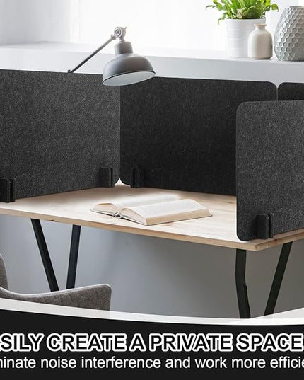 Fabbay 10 Pcs Acoustic Freestanding Desk Divider Desk Partition 16 x 24 Inch Table Freestanding Up Privacy Panel Visual Distraction and Noise Reducing for Office Furniture Classroom (Black Gray)