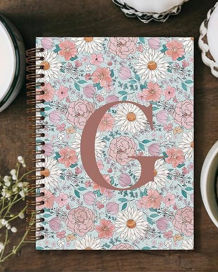 Vintage Floral Personalized Notebook, Initial Letter G Notebook Journal ,Vintage Flower Notebook for Work School Office Supplies,,Monogrammed Notebook for Women Teen Girl,Back to School Supplies 5.5 x 8.3