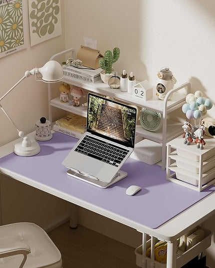 Aothia Faux Leather Desk Mat – Large Mouse Pad, Non-Slip PU Leather Blotter, Waterproof Writing Surface for Office and Home (Lavender, 47.2" x 23.6")