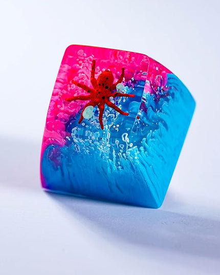 Tarantula Spider Artisan Keycap Vibrant Pink Blue Forest R1 SA Profile Custom Insects Keycaps 1U ESC Handmade Gaming Resin Key Cap Cherry MX Switch Compatible Mechanical Keyboard Spider Lover Gift