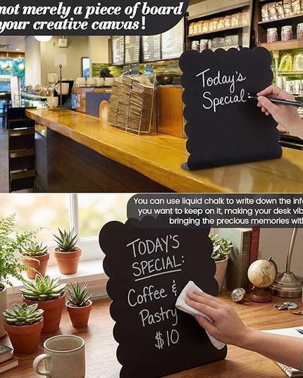 LEIFIDE 2 Pcs Black Magnetic Bulletin Board Announcement Wave-Shaped, 12.6 * 11 Magnetic Display Board Stand Metal Desktop Memo, Suitable for Menus, Dining Tables, Homes, Schools, Kitchens, Offices