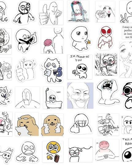 PRSTINCOL Meme Sticker Book, 30 Sheets 460+ Pcs, Black and White Funny Meme Stickers for Adults and Teens, Die Cut Vinyl Stickers for Journaling Scrapbooking DIY