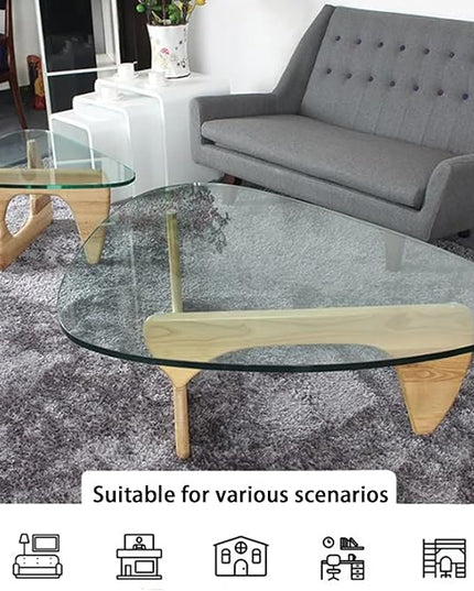 EASYSOUL Modern Glass Coffee Table, 32.68W x 22.44L x 15.75H in, Abstract Round Tea Tables for Living Room Home Office Industrial Cocktail Tables (Log-Clear Glass, 44.88")