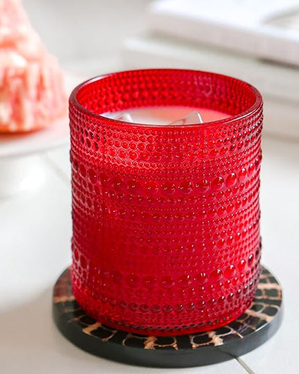 Kate Aspen Red Hobnail Drinking Glasses - Vintage Beaded Glassware Set for Cocktails, Juice, or Water - Christmas Table Decor and Holiday Drinkware - Great Holiday Hostess Gifts
