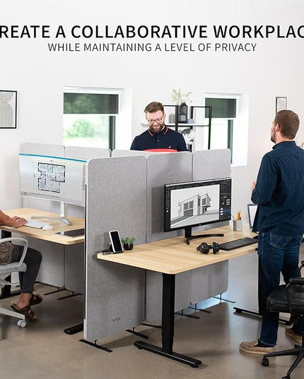 VIVO Freestanding 72 x 56 inch Privacy Panel, Cubicle Divider, Acoustic Wall Partition, x3 24 inch Panels, Gray, PP-3-S072G