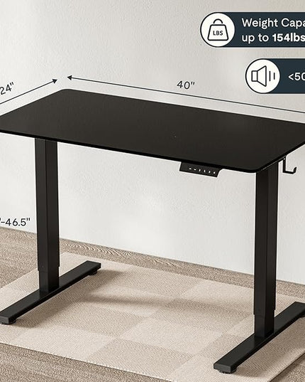FLEXISPOT EN1 One-Piece Standing Desk, 40"x24" Seamless Desktop Electric Height Adjustable for Home Office, Study Rooms & Multi-Device Workstations, Black