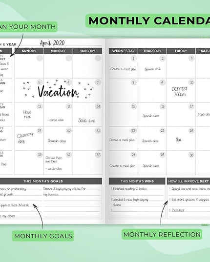 Clever Fox Planner – Undated Weekly & Monthly Planner for Productivity, Time Management & Goals – Organizer Journal – A5 (Mint Green)
