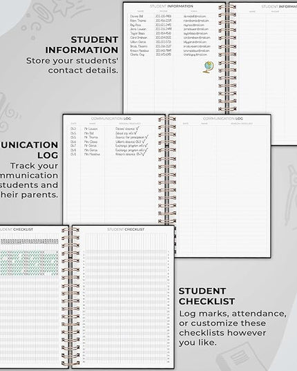 Clever Fox Teacher Planner Spiral – School Year Planner with Calendars & Lesson Plans – Teacher Plan Book for Classroom & Homeschool Organization - Undated, 7.9x10″ (Black)