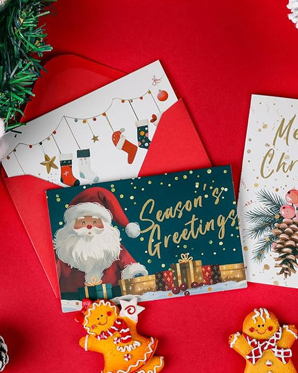 FUHITIM Christmas Cards Assortment, 24 Pcs Greeting and New Years Cards with 6 Designs for Christmas, Holiday, New Year Gift (4x6 Inch)