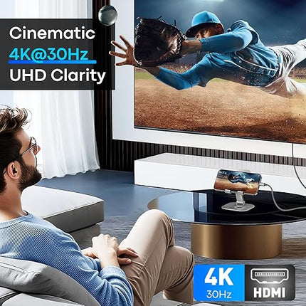 USB C to HDMI Cable 6.6FT | 4K High-Speed USB 3.1 Type-C to HDMI Cord for Home Office [Thunderbolt 5/4/3 Compatible] with MacBook, Galaxy S9 to S24, iPhone 15/16 Series, iPad Pro, iMac, Surface