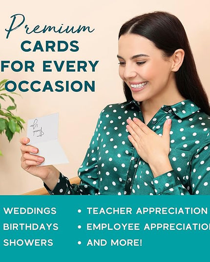 VNS Creations Thank You Cards With Envelopes Bulk Set & Stickers - 100 Pack 4x6 Blank Thank You Notes Bulk Box Set - Large Note Card Small Business, Wedding, Baby Shower & Bridal Shower - White