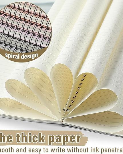 Fuutreo 12 Pcs Spiral Notebook for Work A5 8.3 x 5.7 Inch College Ruled Spiral Journal Notebook Kraft Cover Notebook Ruled Paper, 12 Color, 60 Sheets, 120 Pages for Office School (Vibrant Color)
